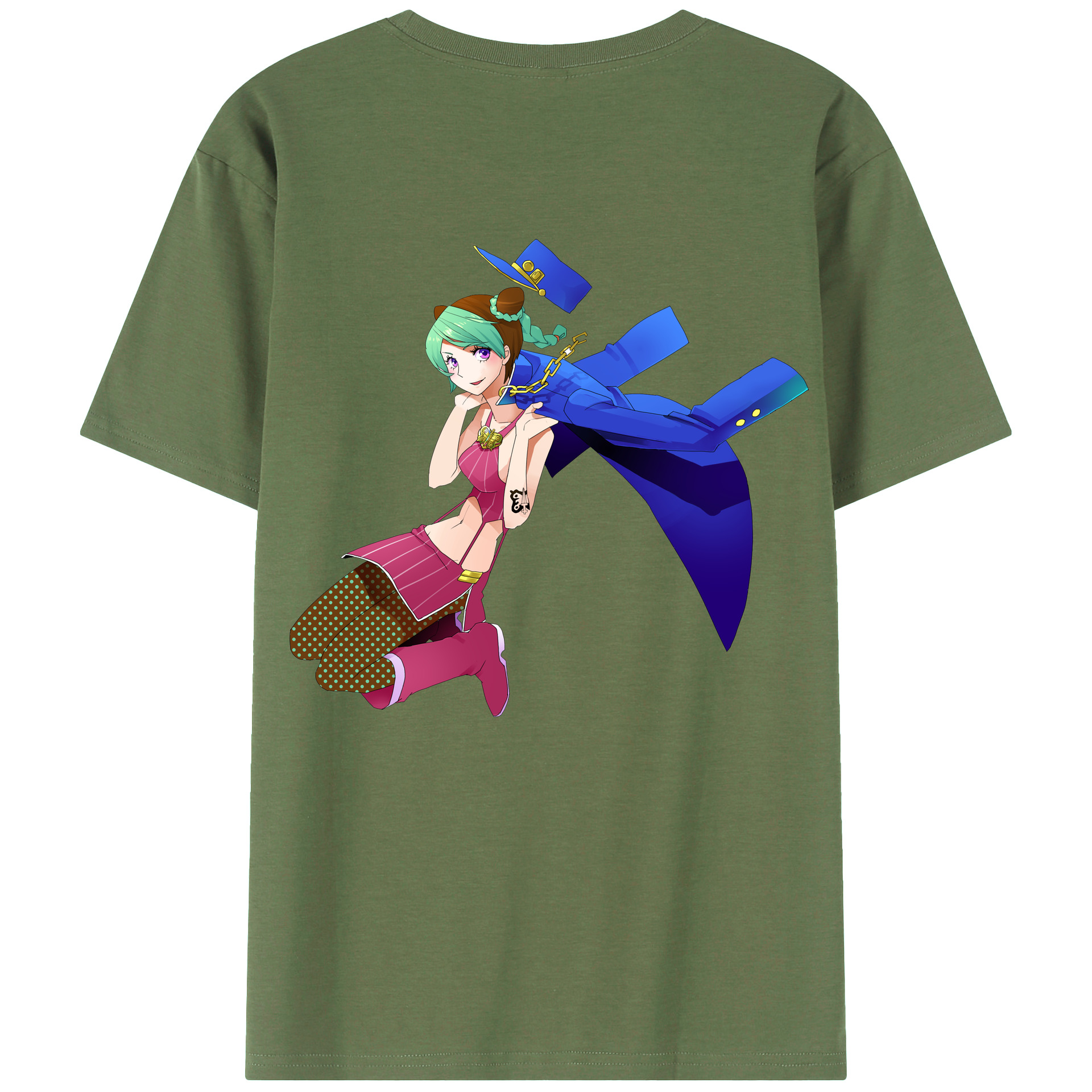 （画像用） "ジョジョの奇妙な冒険 くうじょう ジョリーン JoJo's Bizarre Adventure Jolyne Cujoh " 綿100％ メンズ半袖Tシャツ（バックプリント） 通気性